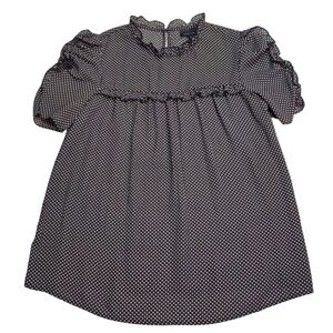 Black & White Polka Dot Short Sleeve Blouse Sz XS